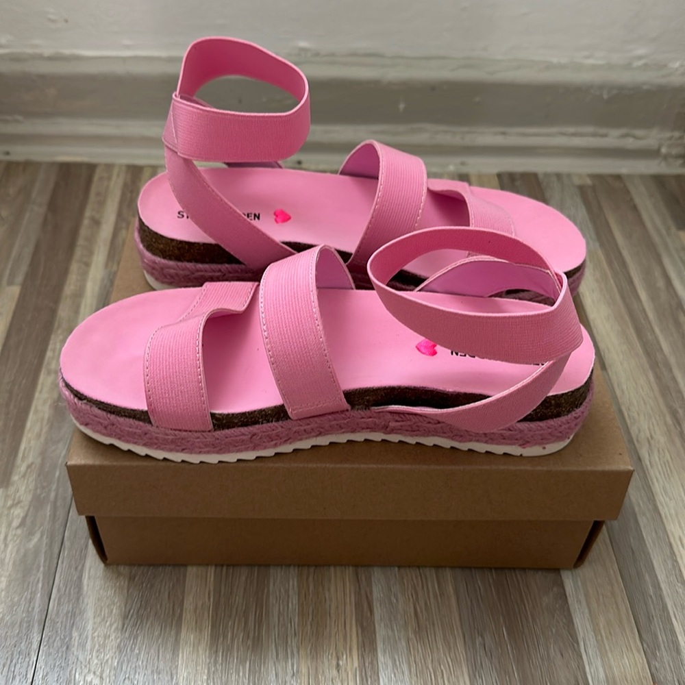 Steve Madden Kids Girls Pink Espadrille Wedge Sandals